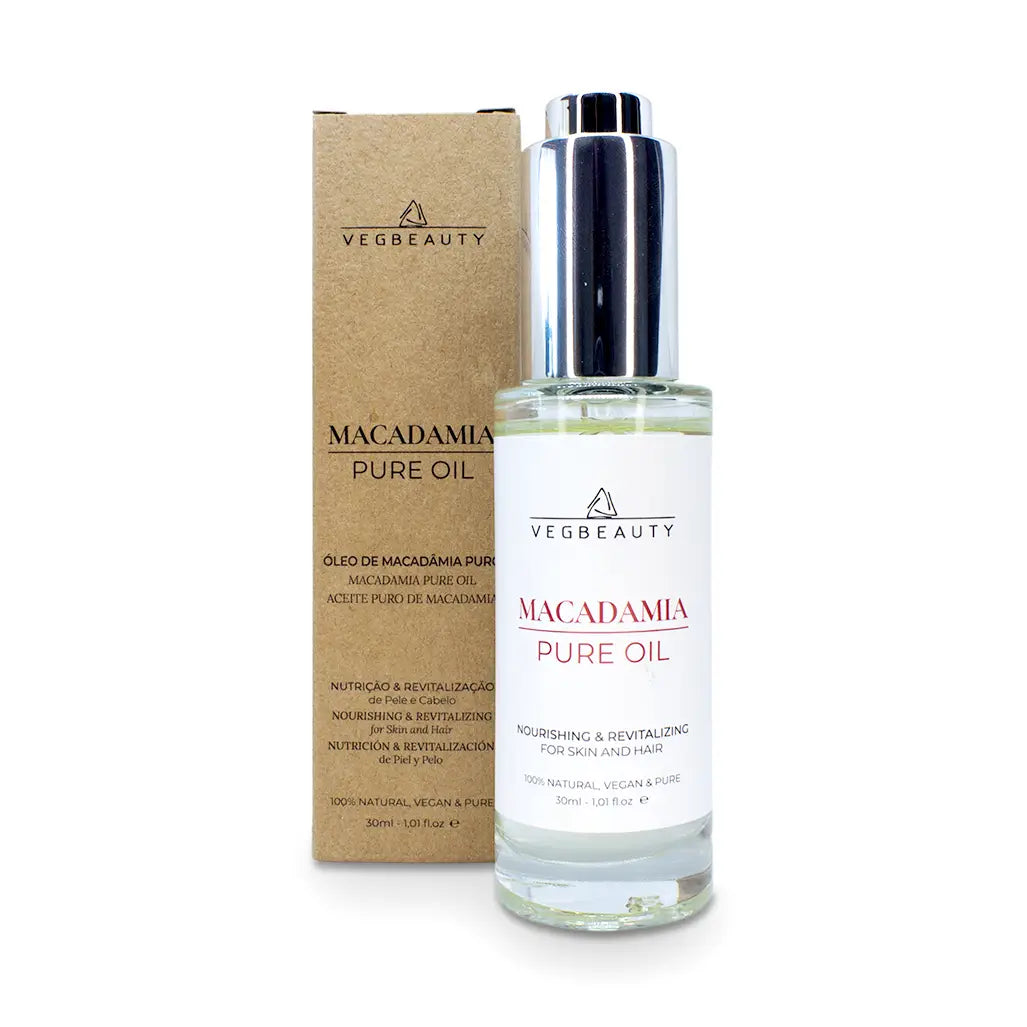 Óleo natural de macadâmia para cabelo seco e frizz