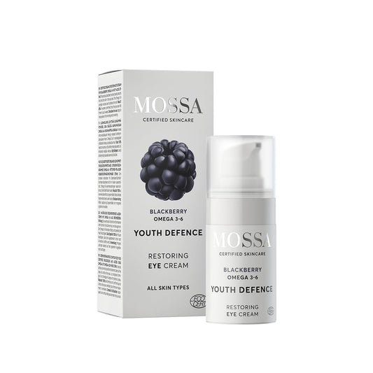 MOSSA Youth Defence Restorative Eye Cream 15ml – Creme de Olhos Natural Anti-Idade com Blackberry Omega 3-6